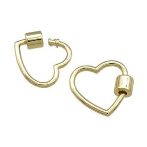 Copper Carabiner Clasp Heart Gold Plated, approx 19mm [FN39443]
