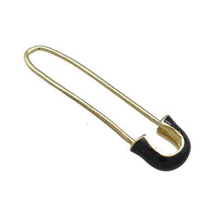 Copper Safety Pins Black Enamel Gold Plated, approx 9-38mm [FN39445]