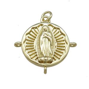 Copper Jesus Pendant Religious Medal Charms Circle Gold Plated, approx 18mm [FN39458]
