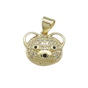 Copper Bear Charms Pendant Pave Shell Zircon 18K Gold Plated, approx 12-14mm [FN39504]