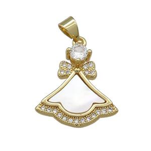 Copper Skirt Pendant Pave Shell Zircon 18K Gold Plated, approx 18mm [FN39567]