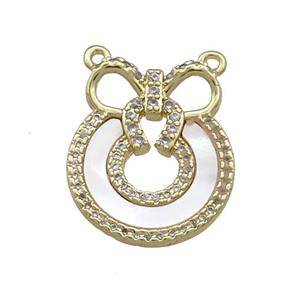 Copper Bear Pendant Pave Shell Zircon 2loops 18K Gold Plated, approx 16-20mm [FN39570]