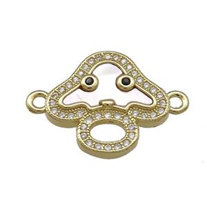 Copper Mushroom Charms Connector Pave Shell Zircon 18K Gold Plated, approx 18mm [FN39578]