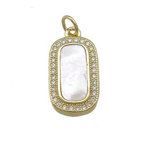Copper Rectangle Pendant Pave Shell Zircon 18K Gold Plated, approx 10-17mm [FN39597]