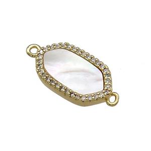 Copper Oval Connector Pave Shell Zircon 18K Gold Plated, approx 10-17mm [FN39610]