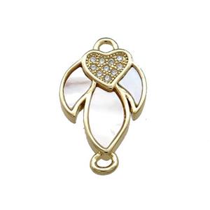 Copper Flower Connector Pave Shell Zircon 18K Gold Plated, approx 12-17mm [FN39616]