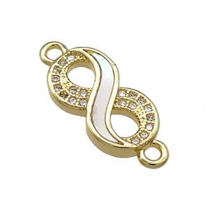 Copper Infinity Connector Pave Shell Zircon 18K Gold Plated, approx 9-16mm [FN39618]