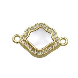 Copper Flower Connector Pave Shell Zircon 18K Gold Plated, approx 14-16mm [FN39620]