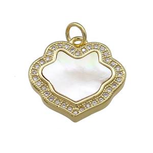 Copper Flower Pendant Pave Shell Zircon 18K Gold Plated, approx 16-18mm [FN39621]
