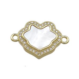 Copper Flower Connector Pave Shell Zircon 18K Gold Plated, approx 16-18mm [FN39622]