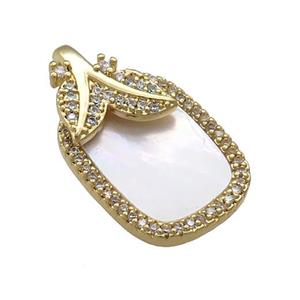 Copper Rectangle Pendant Pave Shell Zircon 18K Gold Plated, approx 14-23mm [FN39632]