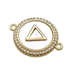 Copper Triangle Pendant Pave Shell Zircon Circle 18K Gold Plated, approx 18mm [FN39648]