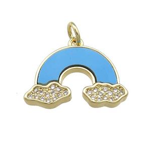 Copper Rainbow Pendant Pave Blue Shell Zircon 18K Gold Plated, approx 13-20mm [FN39651]