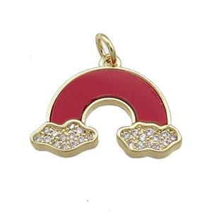 Copper Rainbow Pendant Pave Red Shell Zircon 18K Gold Plated, approx 13-20mm [FN39652]