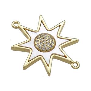 Copper Star Connector Pave Shell Zircon 18K Gold Plated, approx 23mm [FN39653]