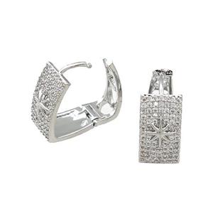 Copper Latchback Earrings Pave Zircon Platinum Plated, approx 8-15-20mm [FN39672]