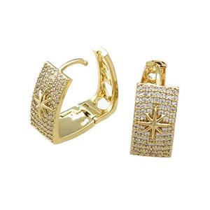 Copper Latchback Earrings Pave Zircon Gold Plated, approx 8-15-20mm [FN39673]