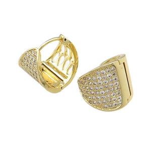 Copper Latchback Earrings Pave Zircon Gold Plated, approx 16-17mm [FN39677]