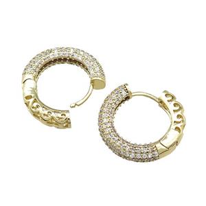 Copper Latchback Earrings Pave Zircon Gold Plated, approx 22mm dia [FN39684]