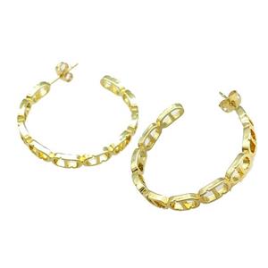 Copper Stud Earrings Gold Plated, approx 5mm, 36mm dia [FN39742]