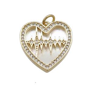 Copper Heart Pendant Pave Shell Zircon Gold Plated, approx 18mm [FN39765]