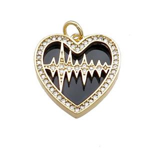 Copper Heart Pendant Pave Agate Zircon Gold Plated, approx 18mm [FN39766]