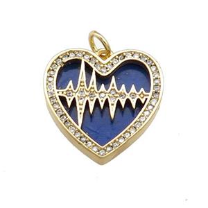 Copper Heart Pendant Pave Lapis Zircon Gold Plated, approx 18mm [FN39767]