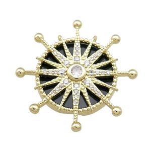 Copper Sun Pendant Pave Agate Zircon Gold Plated, approx 28mm [FN39771]