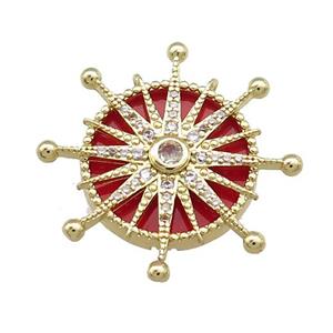 Copper Sun Pendant Pave Agate Zircon Gold Plated, approx 28mm [FN39773]