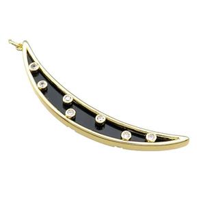 Copper Moon Pendant Pave Agate Zircon Gold Plated, approx 8-58mm [FN39779]