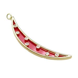 Copper Moon Pendant Pave Agate Zircon Gold Plated, approx 8-58mm [FN39781]
