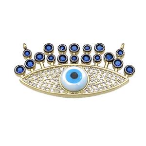 Evil Eye Charms Copper Pendant Pave Zircon 2loops Gold Plated, approx 16-32mm [FN39796]