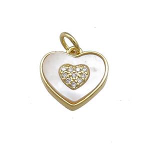 Copper Heart Pendant Pave Shell Zircon Gold Plated, approx 12mm [FN39800]