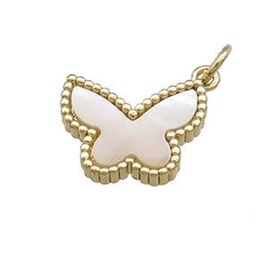 Copper Butterfly Pendant Pave Shell Gold Plated, approx 12-16mm [FN39802]