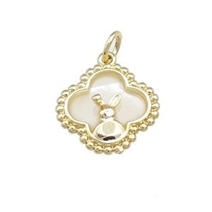 Copper Clover Pendant Pave Shell Gold Plated, approx 15mm [FN39805]