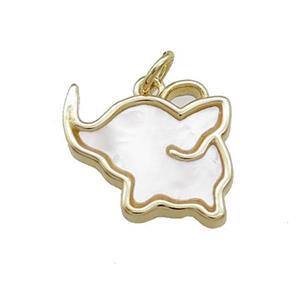 Elephant Charms Copper Pendant Pave Shell Gold Plated, approx 14-16mm [FN39826]