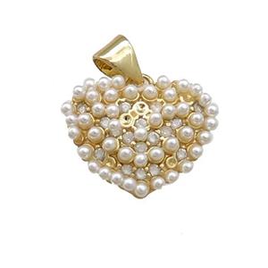 Copper Heart Pendant Pave Pearlized Resin Gold Plated, approx 17mm [FN39845]