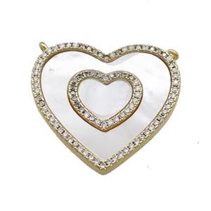 Copper Heart Pendant Pave Shell Zircon Gold Plated, approx 27mm [FN39848]