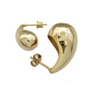Copper Teardrop Stud Earrings Gold Plated, approx 10-18mm [FN39882-S]