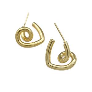 Copper Stud Earrings Love Heart Gold Plated, approx 20mm [FN39890]