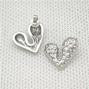 Copper Heart Stud Earrings Platinum Plated, approx 16mm [FN39900]