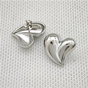 Copper Heart Stud Earrings Platinum Plated, approx 18.5mm [FN39909]