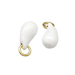 Copper Teardrop Pendant White Enamel Gold Plated, approx 6-12mm [FN39911]