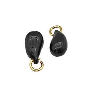 Copper Teardrop Pendant Black Enamel Gold Plated, approx 6-12mm [FN39912]