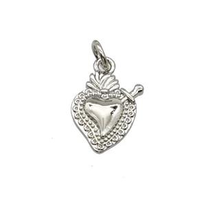 Sacred Heart Charms Copper Pendant Platinum Plated, approx 10-13mm [FN39935]