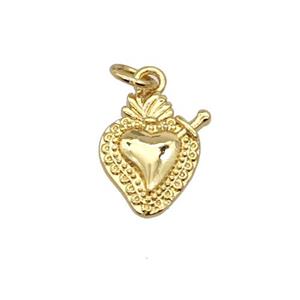 Sacred Heart Charms Copper Pendant Gold Plated, approx 10-13mm [FN39936]