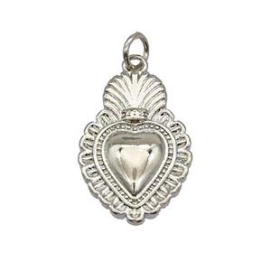 Sacred Heart Charms Copper Pendant Platinum Plated, approx 14.5-20mm [FN39938]