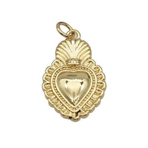 Sacred Heart Charms Copper Pendant Gold Plated, approx 14.5-20mm [FN39939]