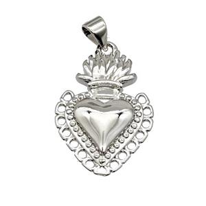 Sacred Heart Charms Copper Pendant Platinum Plated, approx 17-24mm [FN39941]