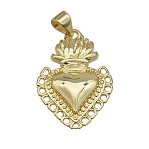 Sacred Heart Charms Copper Pendant Gold Plated, approx 17-24mm [FN39942]